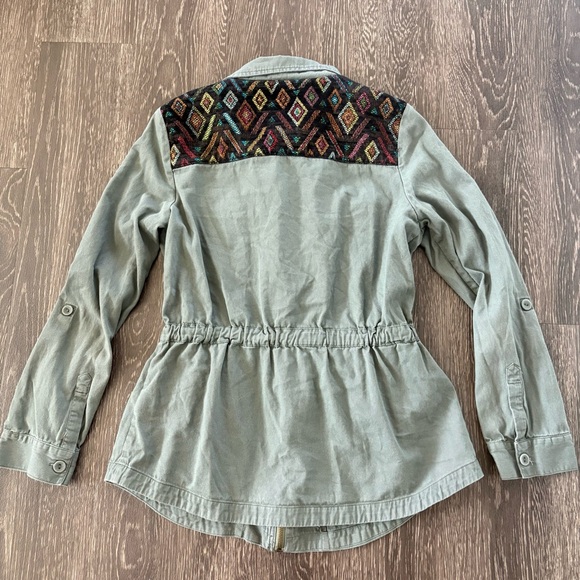 ModCloth Utility Green Aztec Embroidery Jacket M - Picture 4 of 11